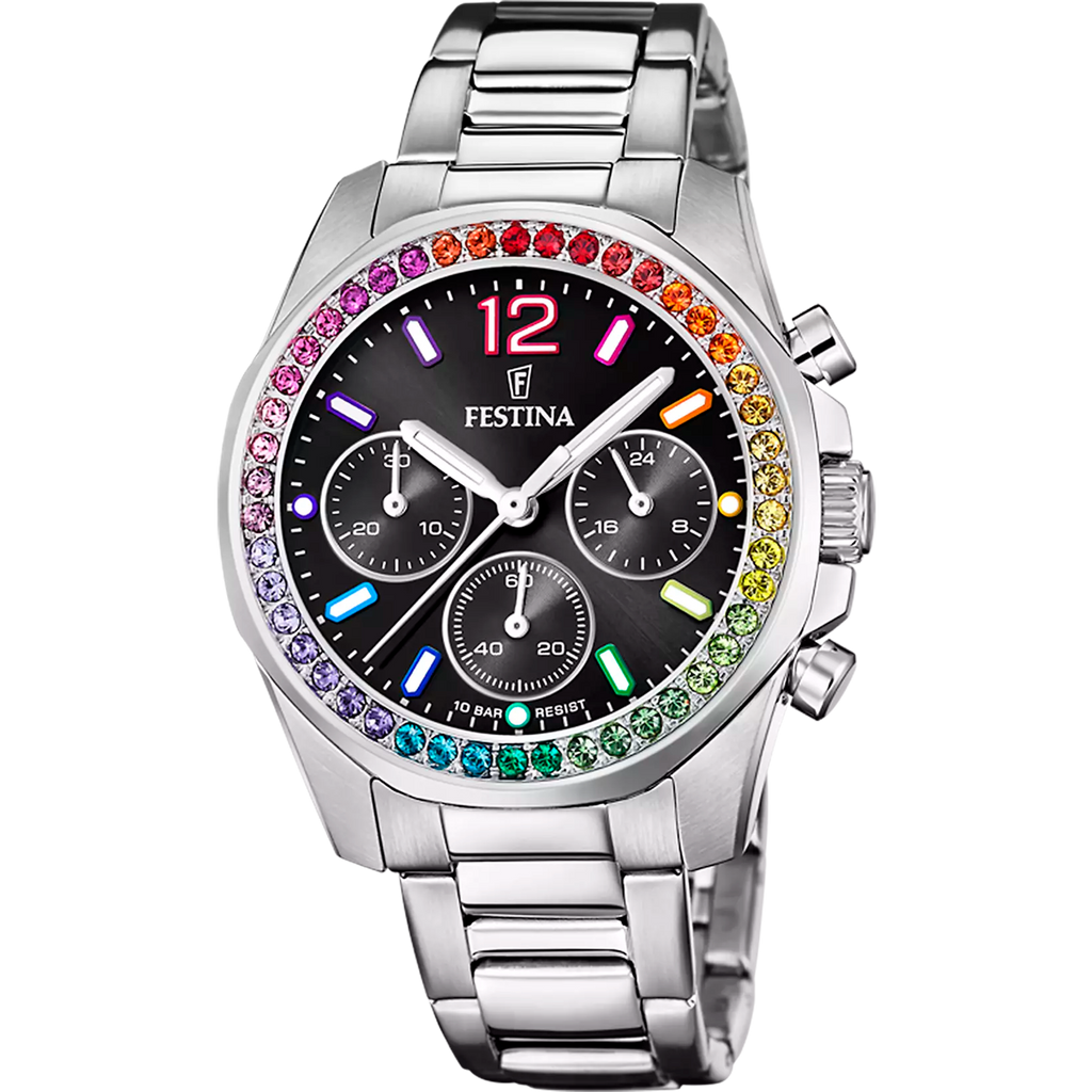 FESTINA DAMEN UHR RAINBOW F20609/3 PERLMUTT EDELSTAHL ARMBAND