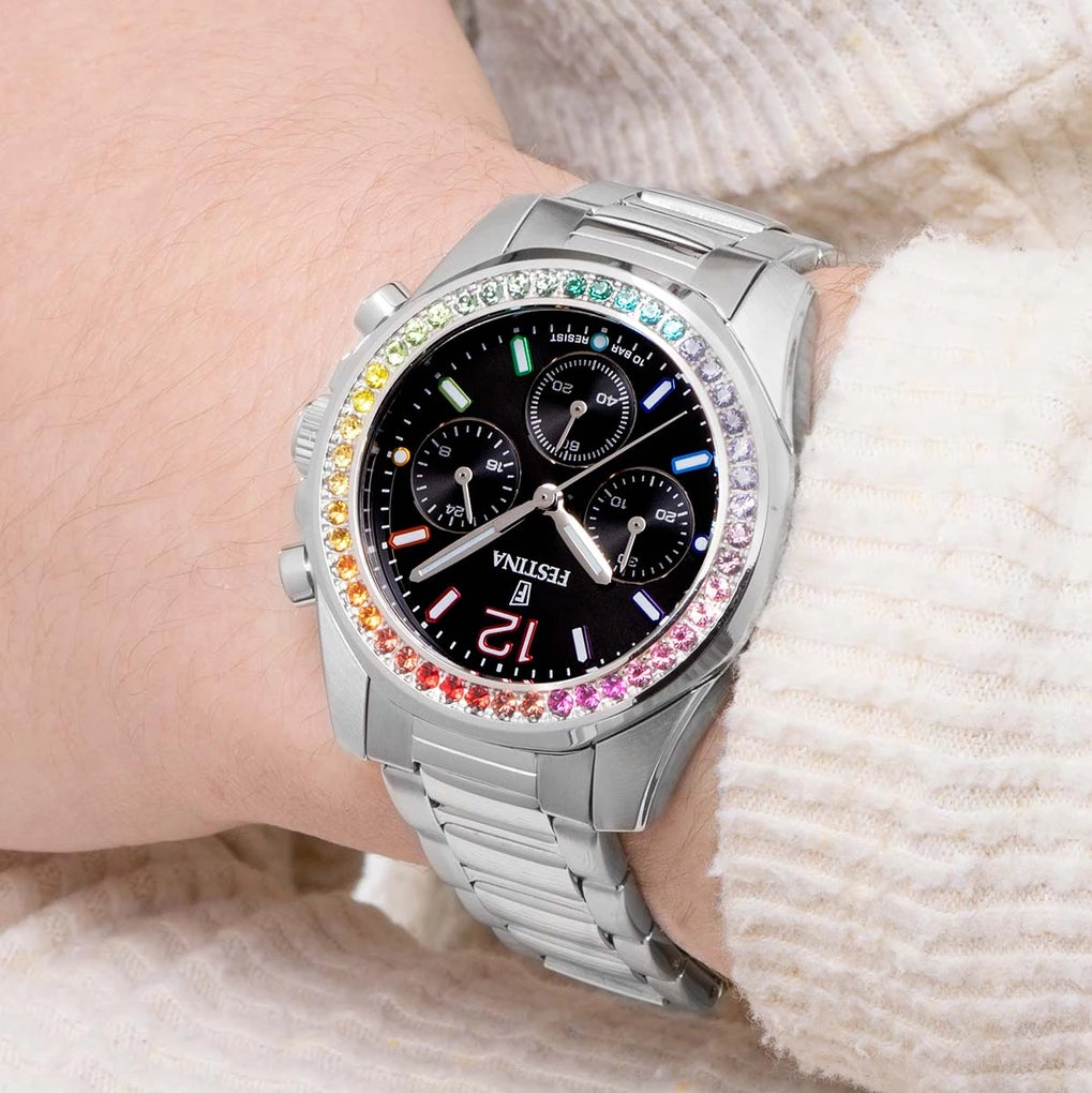 FESTINA DAMEN UHR RAINBOW F20609/3 PERLMUTT EDELSTAHL ARMBAND